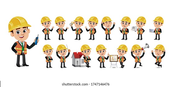 Cute Set - Set of engineer with different emotion
