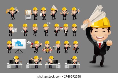 Cute Set - Set of engineer with different emotion