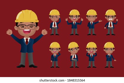 Cute Set - Set of engineer with different emotion