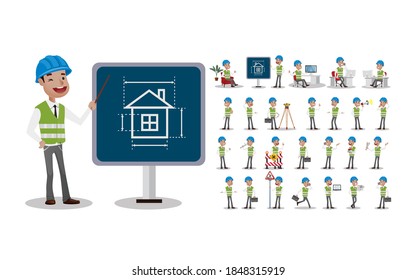 Cute Set - Set of engineer with different emotion