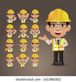 Cute Set - Set of engineer with different emotions