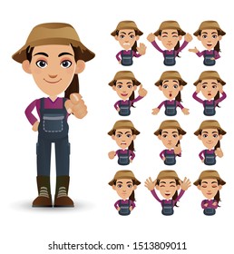 Cute Set - Set of farmer with different emotion