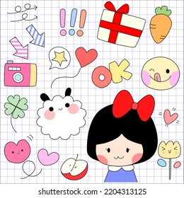 cute set  with  fashion patch badges for sticker , postcard , invitation . vector illustration for kids