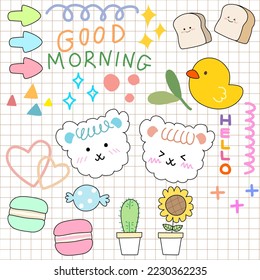 cute set fashion patch badges for sticker , postcard , invitation . vector illustration for kids