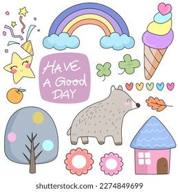 conjunto lindo de insignias de parche de moda para pegatinas , postal , invitación . ilustración vectorial para niños