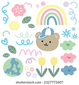 cute set fashion patch badges for sticker , postcard , invitation . vector illustration for kids