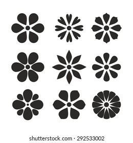 cute set of flat color icon flower.  isolated. design for stickers, labels, tags, gift wrapping paper