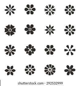 cute set of flat icon flower.  isolated. design for stickers, labels, tags, gift wrapping paper. 