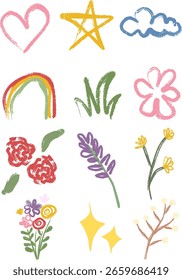 Lindo conjunto de flores de Ilustración vectorial