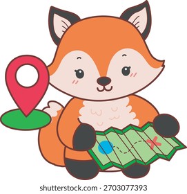 Lindo conjunto de pegatina Fox con actividad. Fox ver los mapas