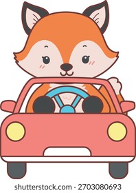 Lindo conjunto de pegatina Fox con actividad. Fox montando un coche