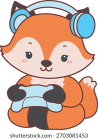 Cute set of Fox sticker with activity. Fox playing a game