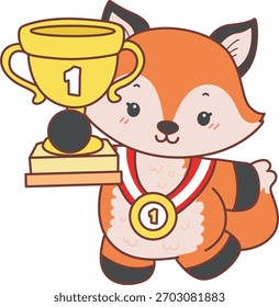 Nettes Set Fox-Aufkleber mit Aktivität. Fox ist der Gewinner