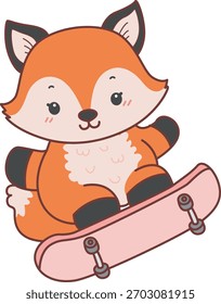 Lindo conjunto de pegatina Fox con actividad. Fox jugando un monopatín.