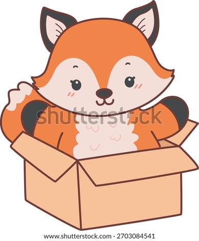 Cute set of Fox sticker with activity. Fox in the box