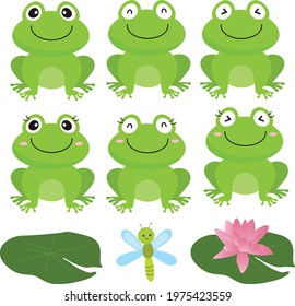Cute set of frog clipart