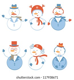 Cute set of funny snowmen