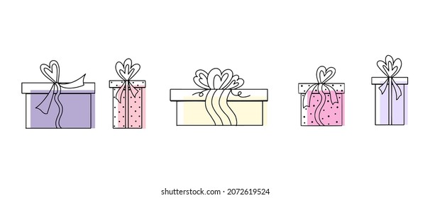 Cute set of gift color box on white background for any kind of design. 