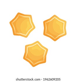 Cute set of gingerbread cookies in a shape of a star. Isolated elements in the white background. Flat style illustration.