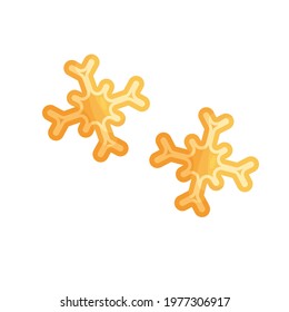 Cute set of gingerbread cookies in a shape of snowflakes. Isolated elements in the white background. Flat style illustration.