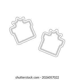 Cute set of gingerbread cookies in a shape of gift boxes. Isolated outline elements in the white background. Flat style illustration.