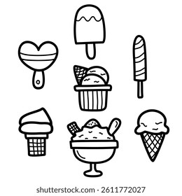 Cute set hand drawn of ice cream illustration