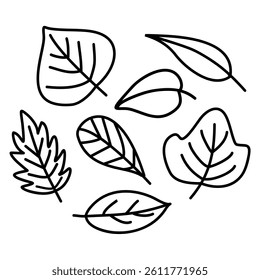 Cute set hand drawn of leaves illustration	