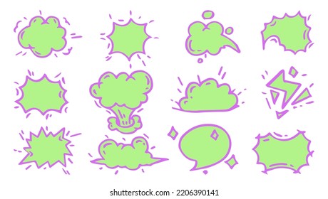 Cute set of hand drawn speech bubbles Vector Art
