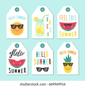Cute set of hand drawn summer elements