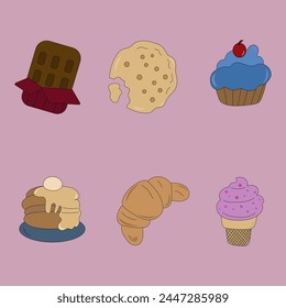 A cute set of hand-drawn sweets