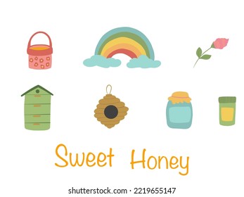 Cute set of hives rainbow clover jars