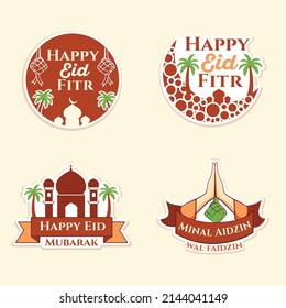 Cute Set Of Idul Fitri Eid Mubarak Badges Emblem Sticker 