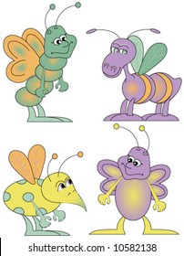 Cute set of insects, vector.