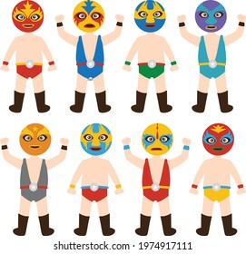 Cute set of lucha wretling clipart