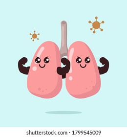 Cute un conjunto de ilustraciones de diseño de mascota pulmonar con un problema de salud