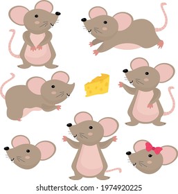 Cute set of mouse mice clipart