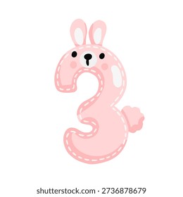 A cute set of numbers from 1 to 9 in the shape of animals, done in a playful doodle style. This flat vector illustration features delicate colors. Perfect for children's designs, birthdays, educational, and holiday projects.
