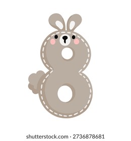 A cute set of numbers from 1 to 9 in the shape of animals, done in a playful doodle style. This flat vector illustration features delicate colors. Perfect for children's designs, birthdays, educational, and holiday projects.
