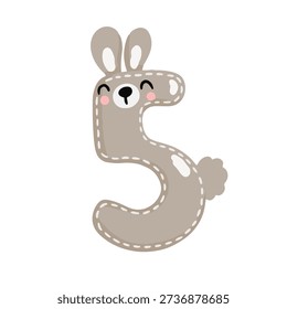 A cute set of numbers from 1 to 9 in the shape of animals, done in a playful doodle style. This flat vector illustration features delicate colors. Perfect for children's designs, birthdays, educational, and holiday projects.