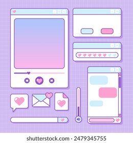 cute set of pastel color interface template vector design