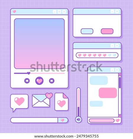 cute set of pastel color interface template vector design
