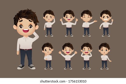 Cute Set - Set of people with different emotion