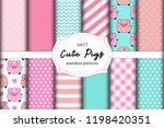 Cute set of pigs seamless patterns