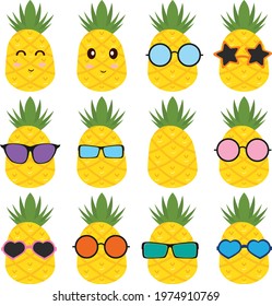 Cute set of pineapple clipart