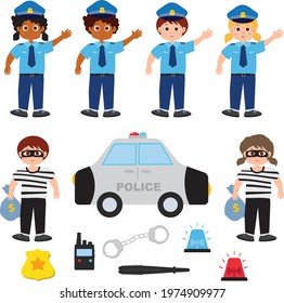 Cute set of police clipart