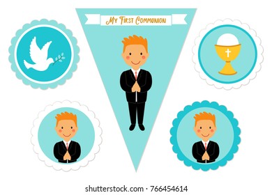 Cute set of printable elements for First Communion for boys