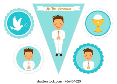 Cute set of printable elements for First Communion for boys