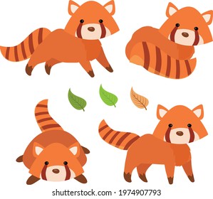 Cute set of red panda clipart