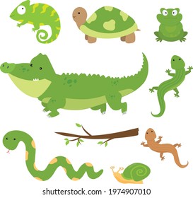 Cute set of reptile clipart
