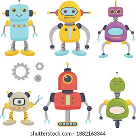 Cute set of robots vector clipart